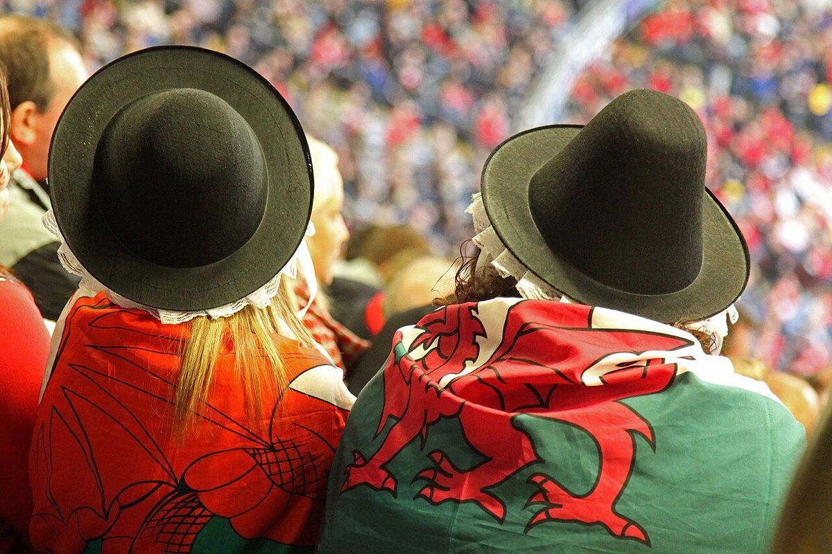 Wales rugby supporters singing before a match